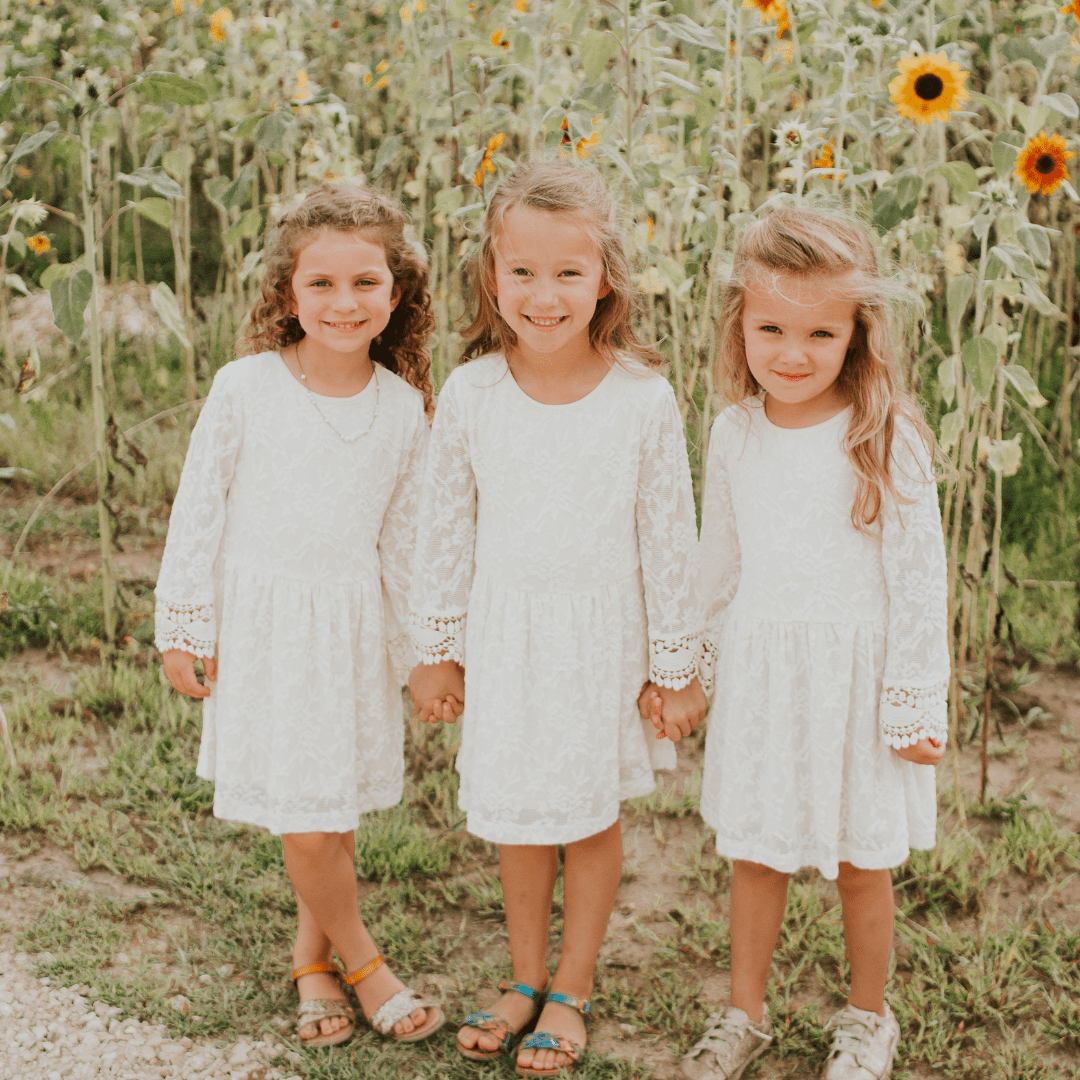 🤍 Nova's Ivory Garden Lace Mommy & Me Dress – Child ✨