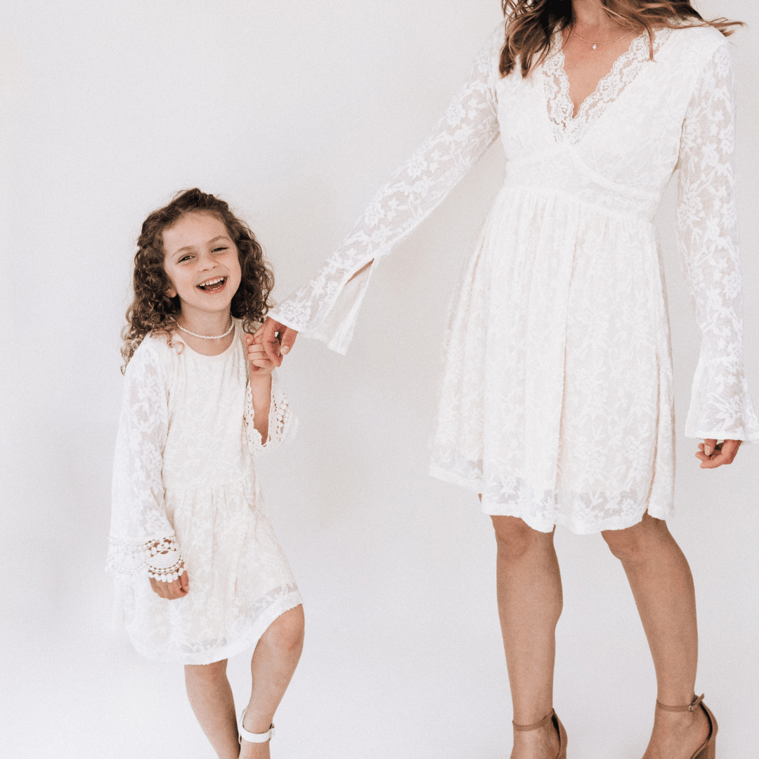 Ivory Lace Mommy & Me Dresses