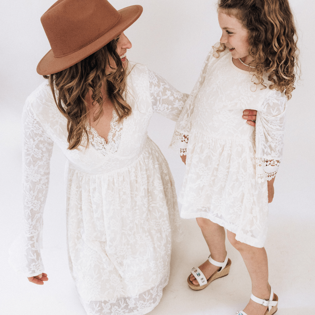Ivory Lace Mommy & Me Dresses