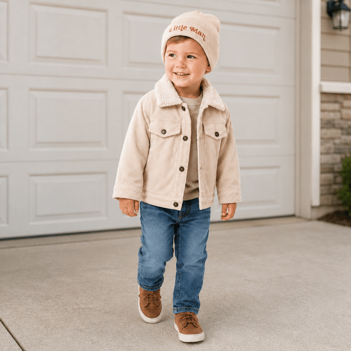 Matching Knit Hats- Little Man- Beige