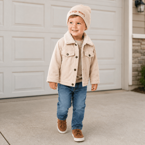 Matching Knit Hats- Little Man- Beige