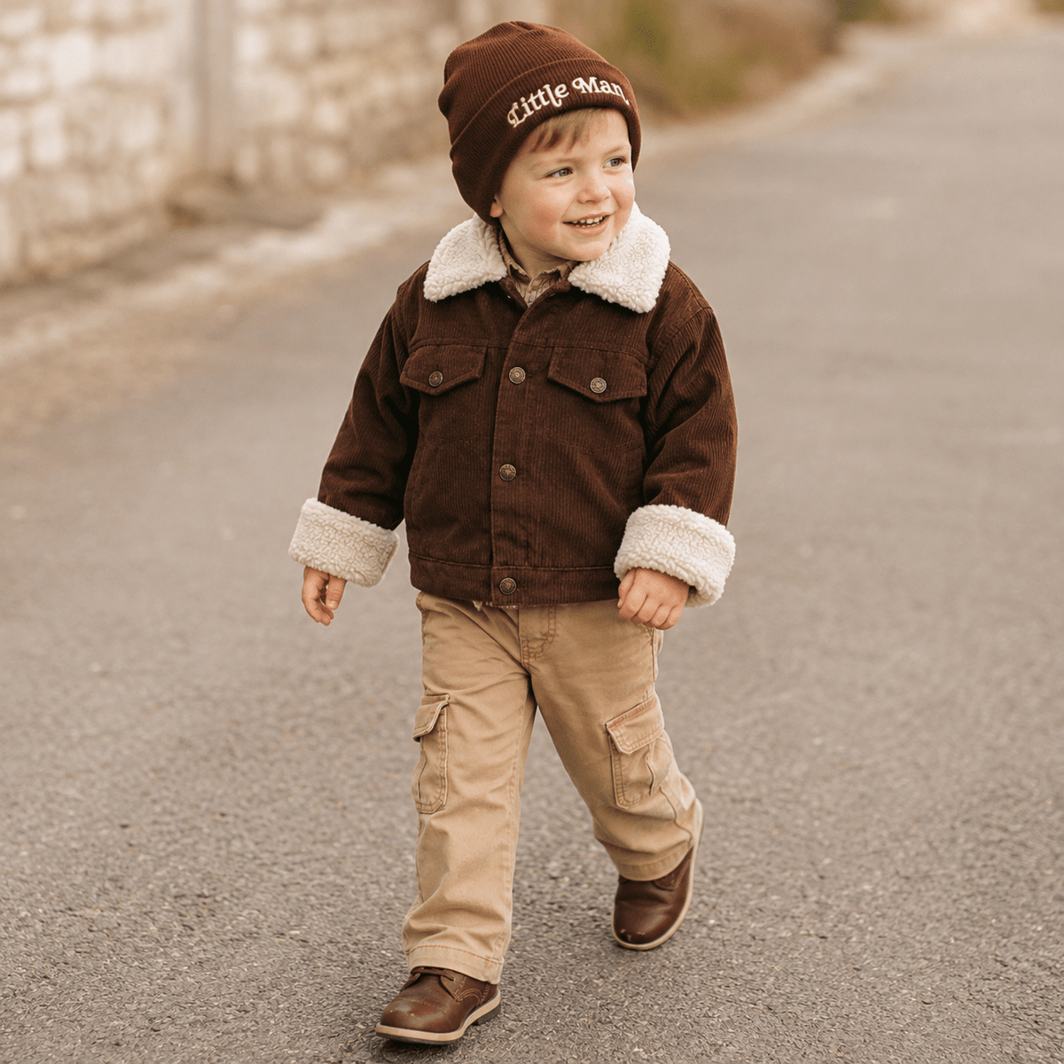 Matching Knit Hats- Little Man- Dark Brown