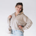 Nova's Sandstone Cozy Quarter-Zip Sweater – Women