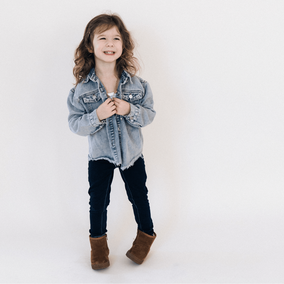 Nova's Blue Raw-Hem Denim Jacket – Child