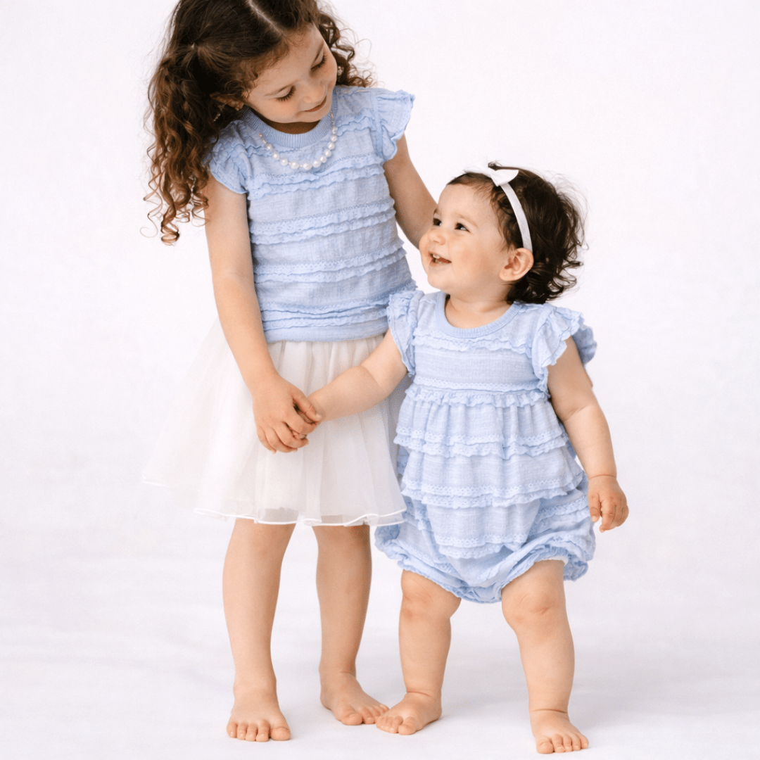 Nova's Blue Pearl Ruffle Bodysuit – Infant