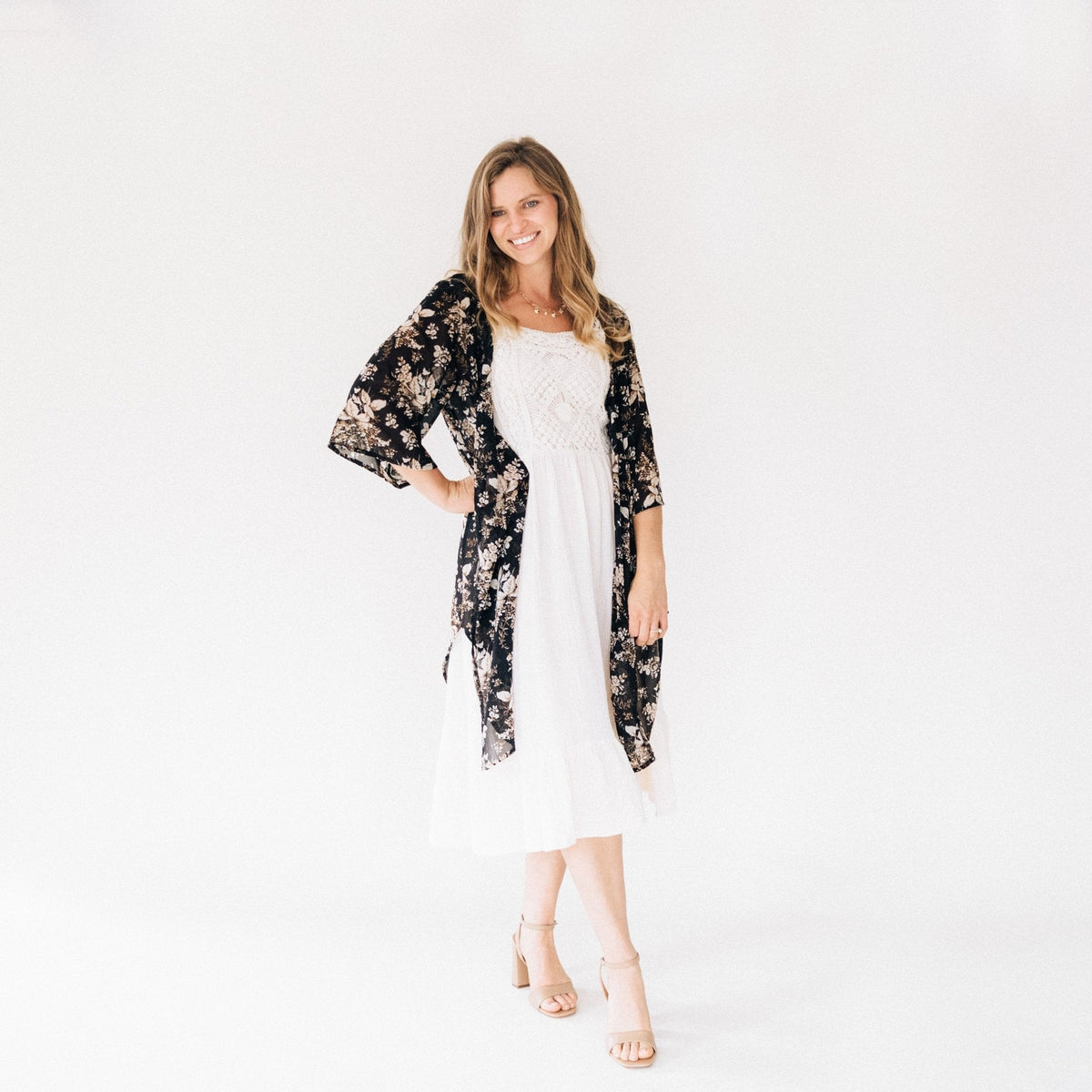 Nova's Midnight Garden Floral Duster – Women