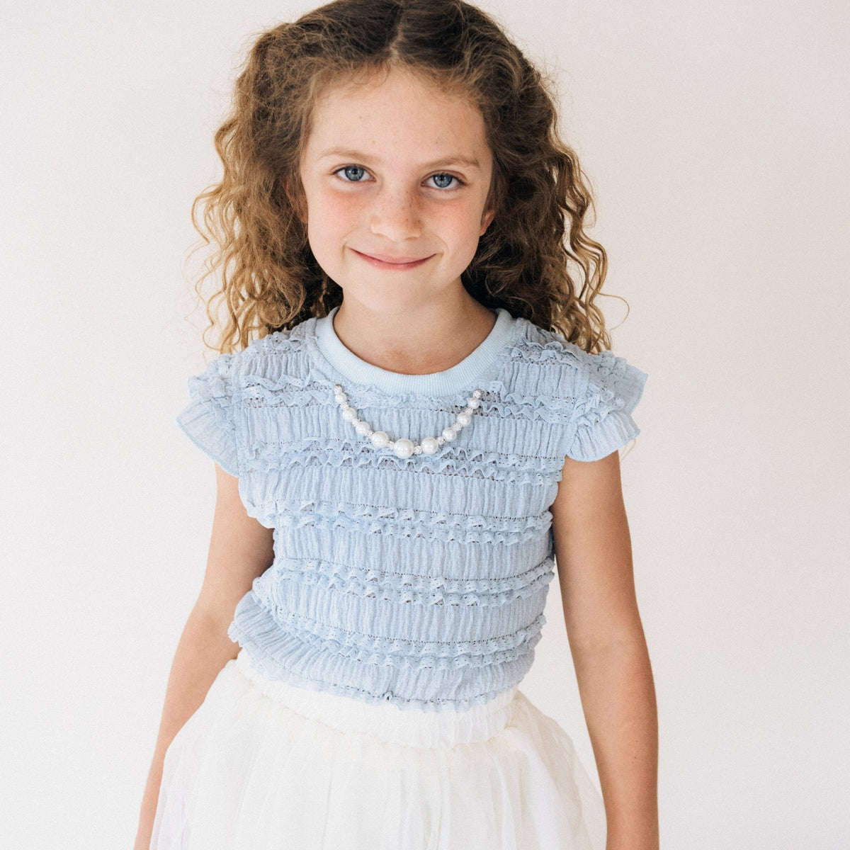 Nova's Blue Pearl Ruffle Outfit – Child