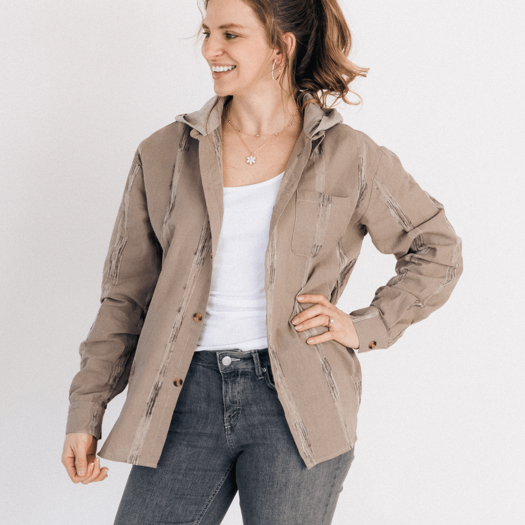 Nova's Rustic Charm Hooded Embroidered Shirt – Adult