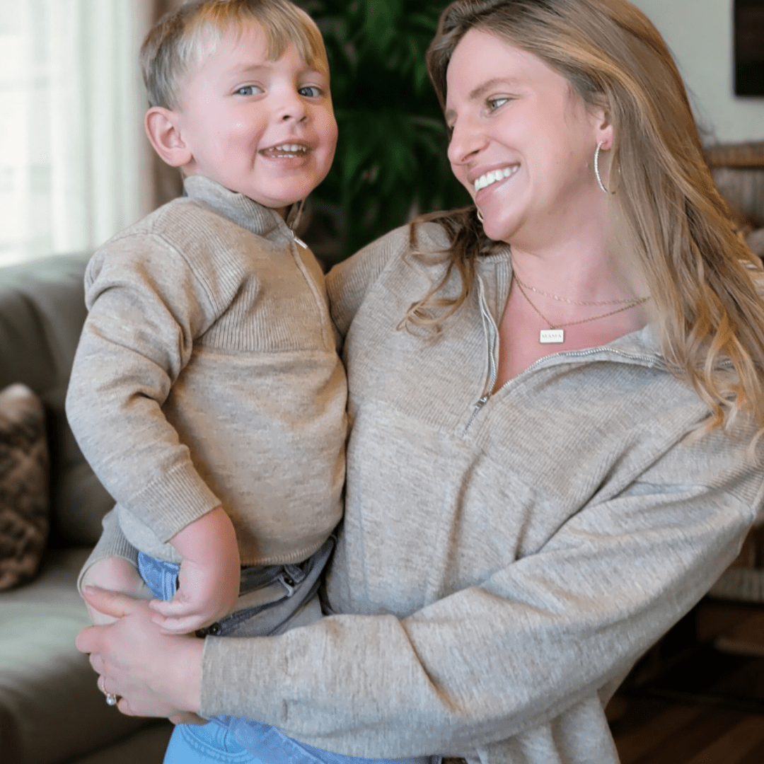 Nova's Sandstone Cozy Quarter-Zip Sweater – Child