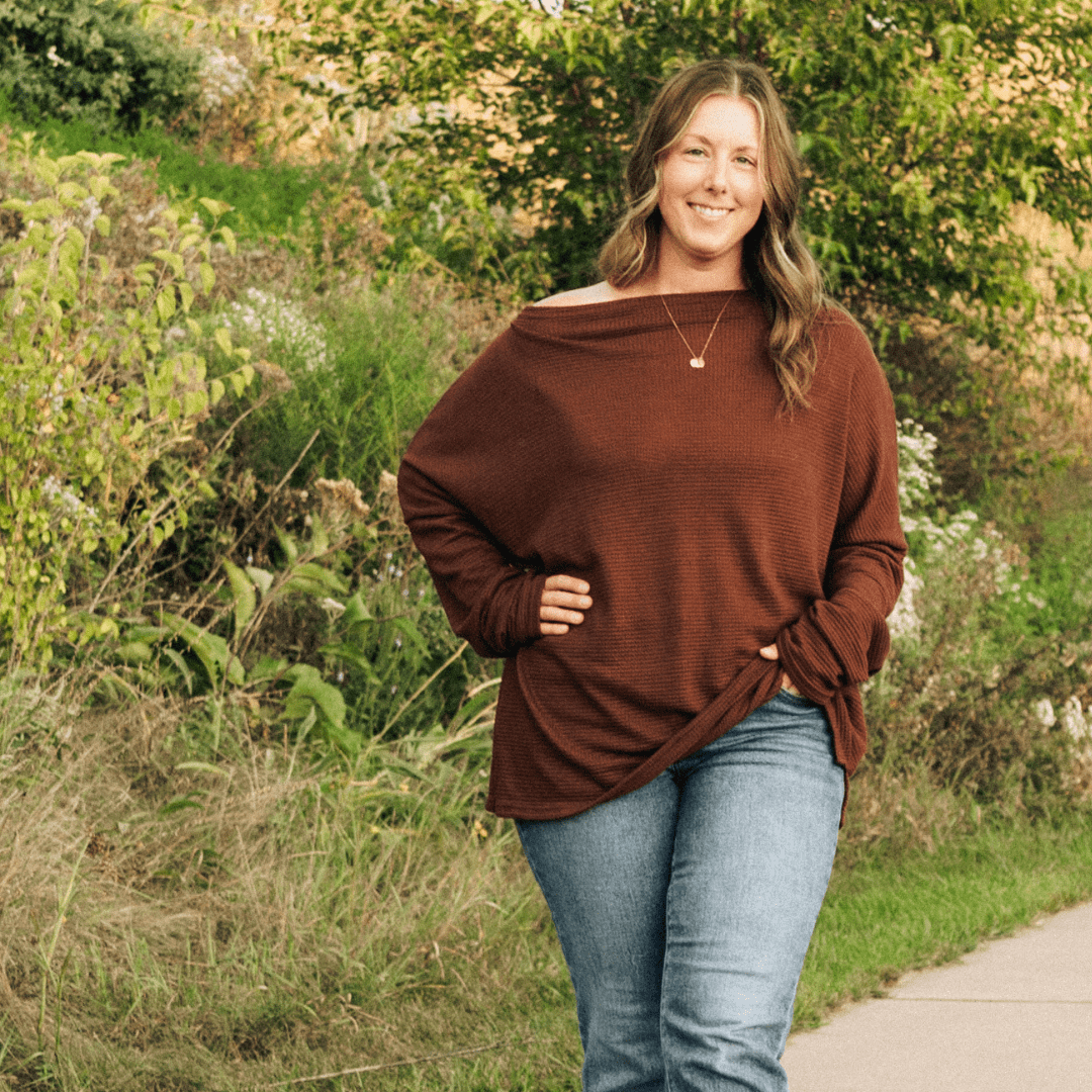 Nova's Cocoa Cozy Wide-Collar Knit Sweater – Women