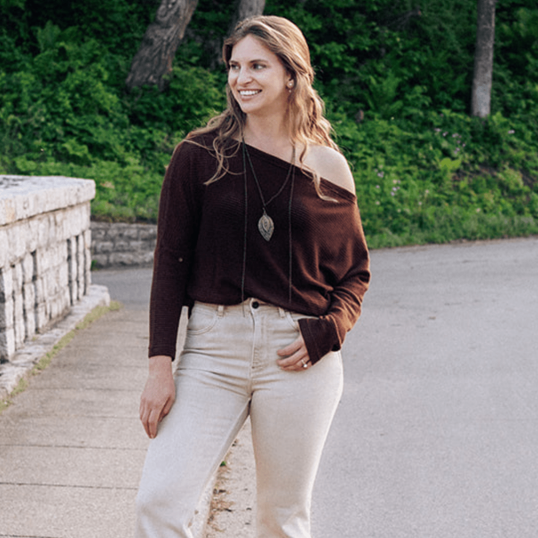 Nova's Cocoa Cozy Wide-Collar Knit Sweater – Women