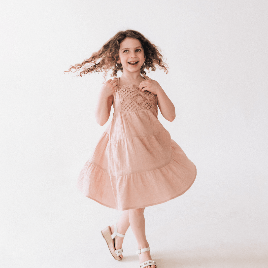 Nova's Blush Bloom Crochet Dress – Child ✨