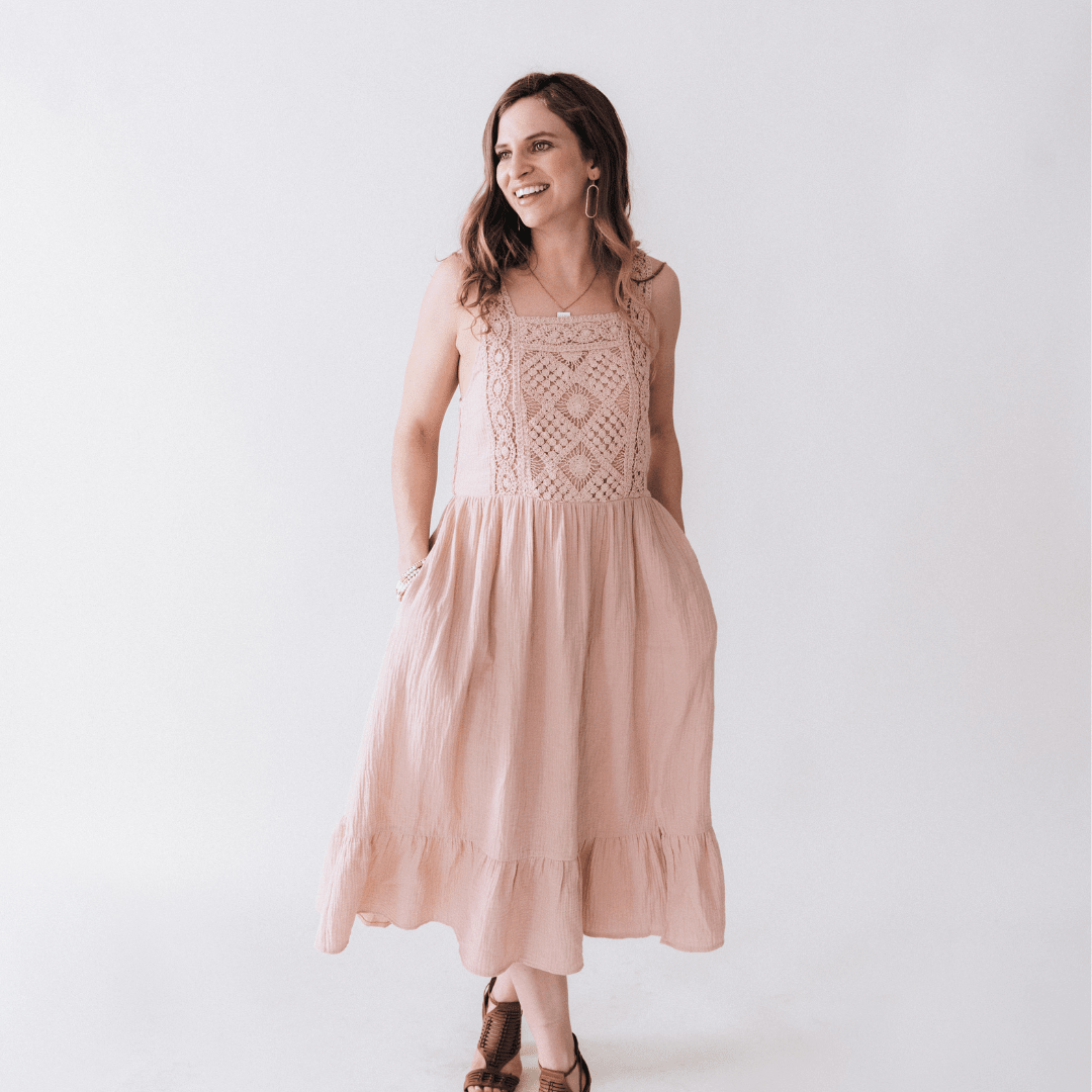 Nova's Blush Bloom Crochet Dress – Women ✨