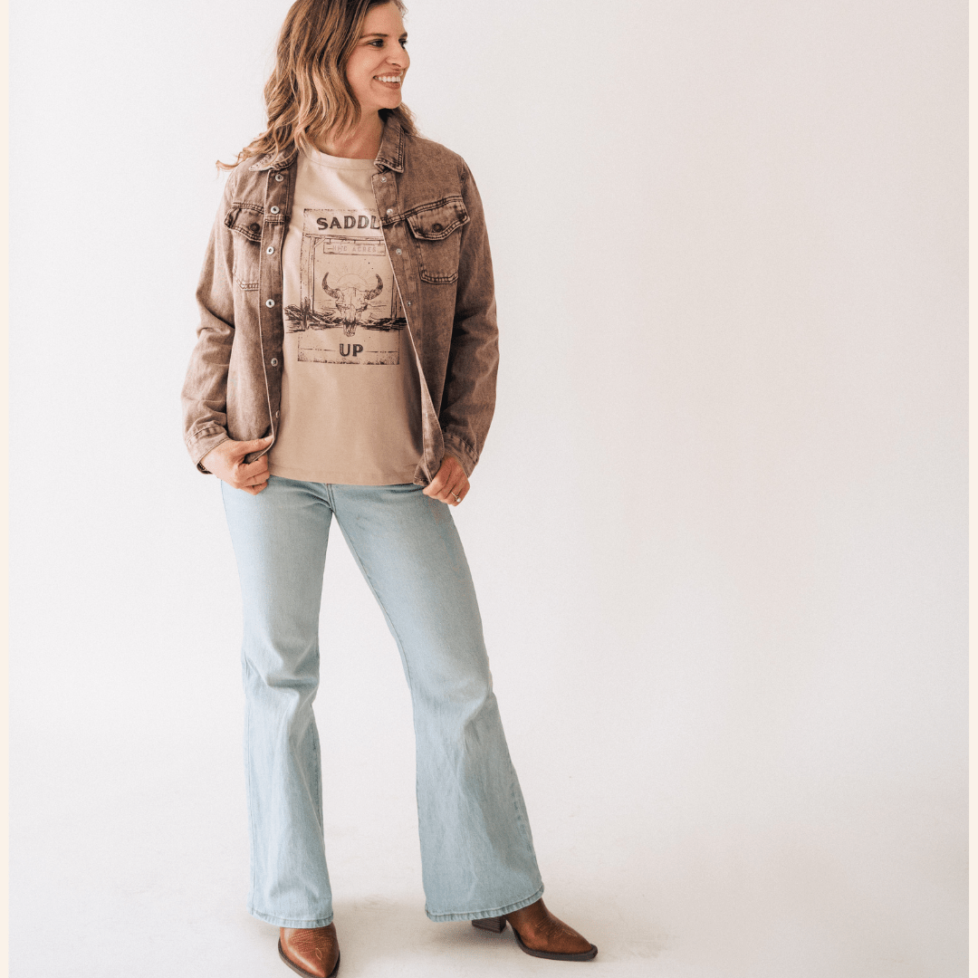 Nova’s Rustic Edge Brown Denim Jacket – Adult