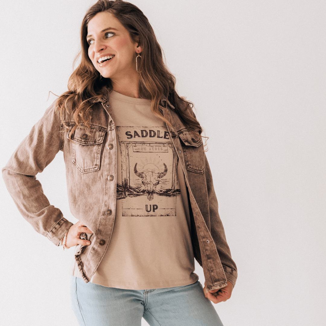 Nova’s Rustic Edge Brown Denim Jacket – Adult