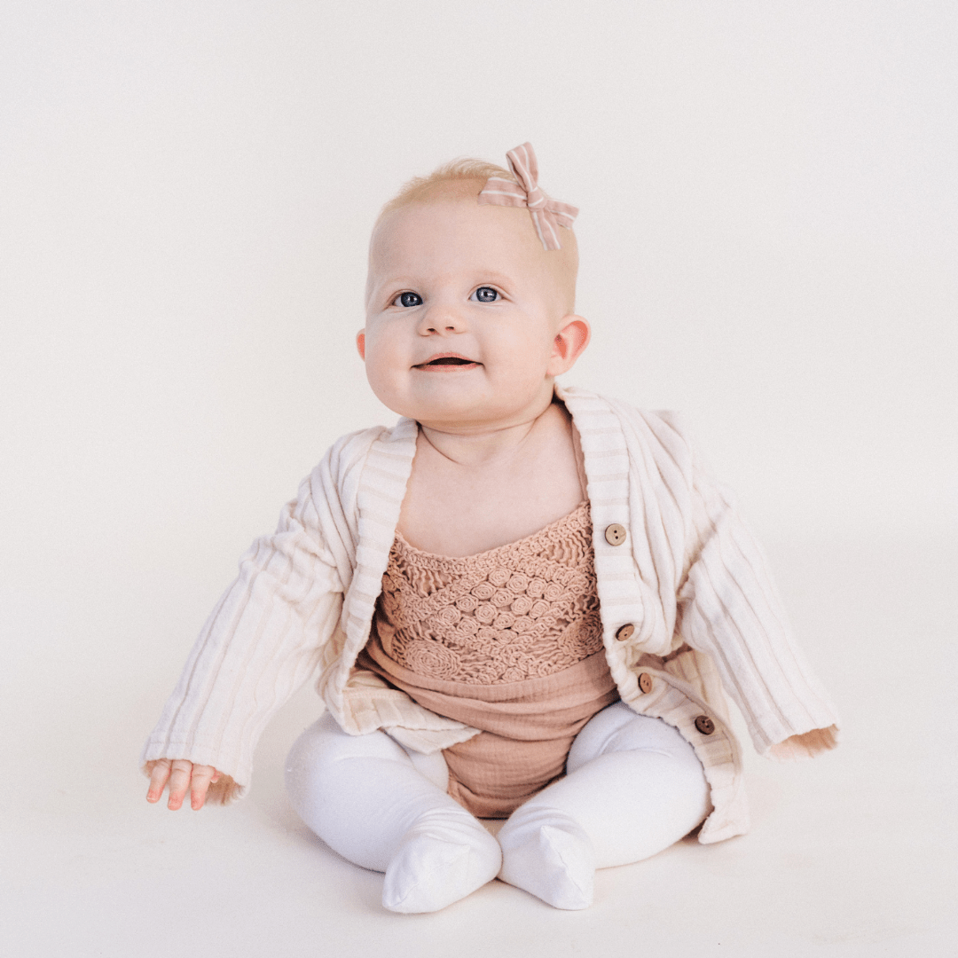 Nova's Blush Bloom Crochet Romper – Infant