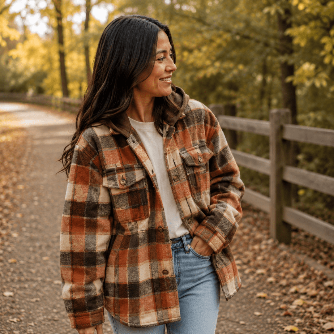 Nova's Cozy Harvest Plaid Hooded Flannel – Adult