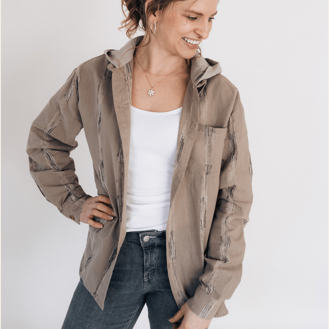 Nova's Rustic Charm Hooded Embroidered Shirt – Adult