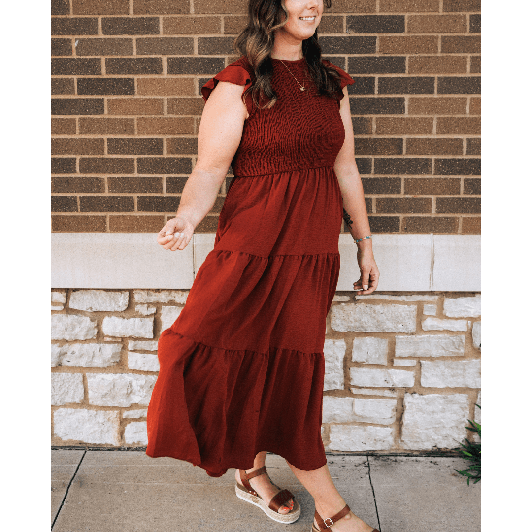 Nova's Cozy Harvest Smocked Maxi Dress – Women
