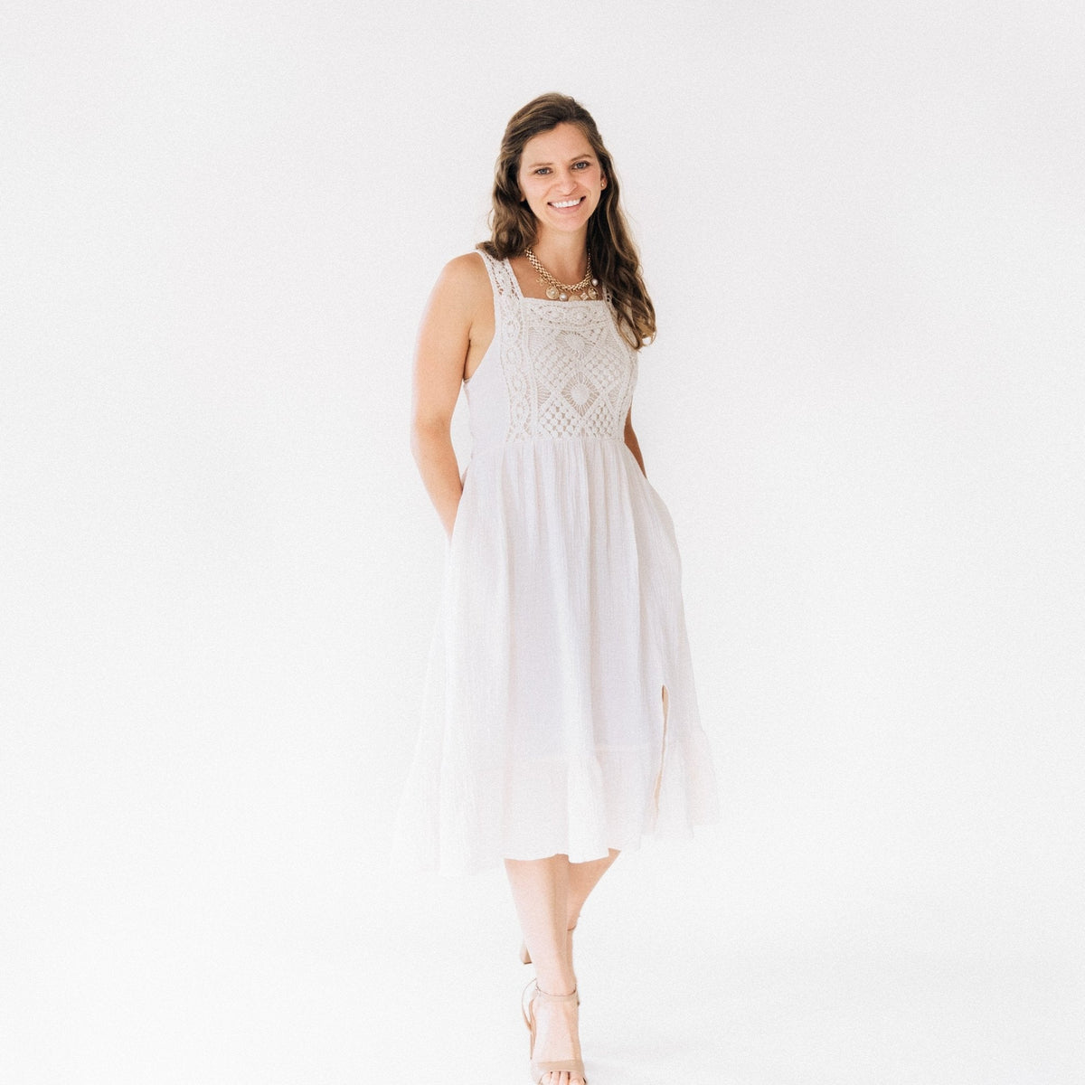 Nova's Coastal Romance Crochet Maxi Dress – Women